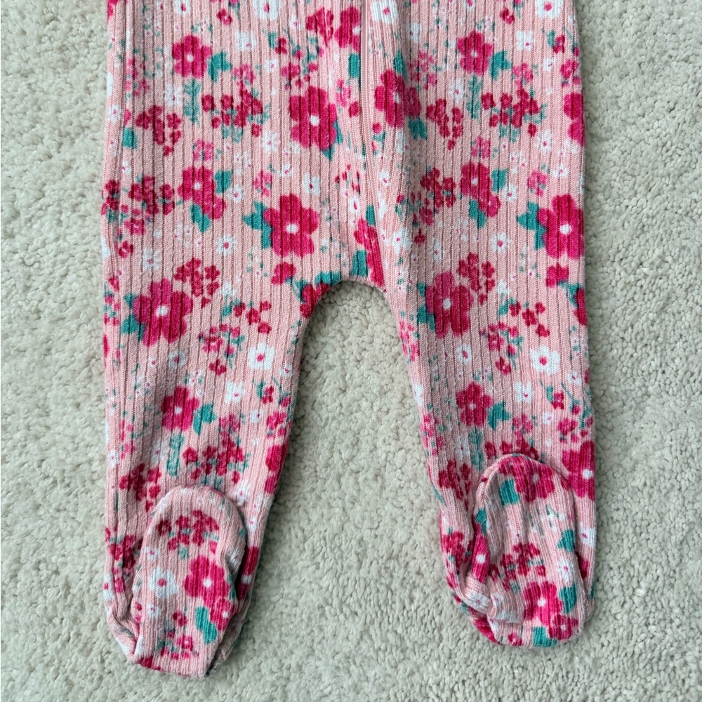 dELiA*s Pink and Red Floral Kids One Piece Footie - Picture 3 of 11